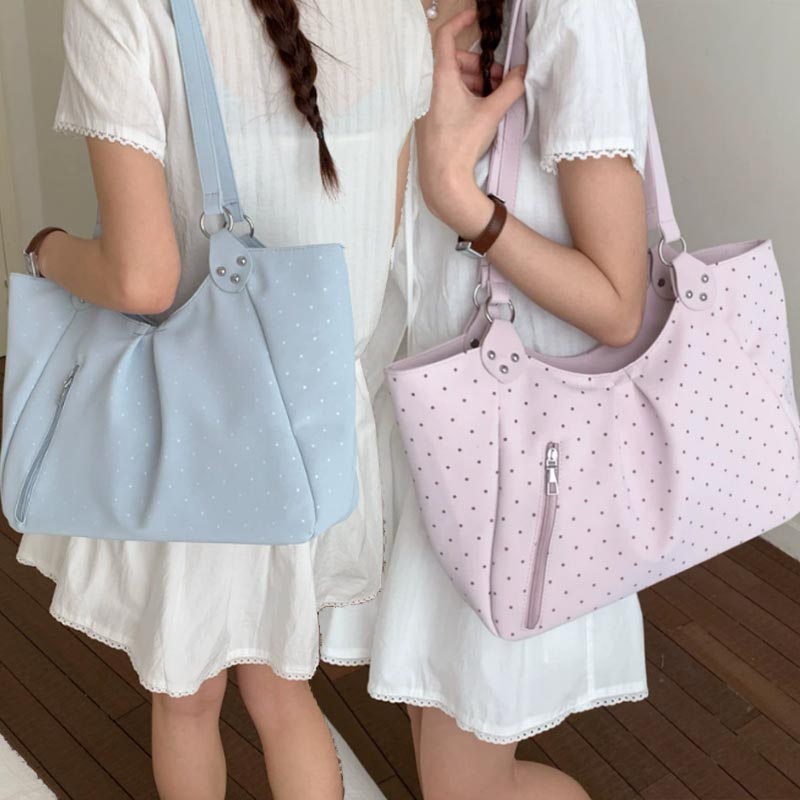 Leather Work Duffle Bag - Koreaanse Polka Dot Schoudertas Retro Schattig