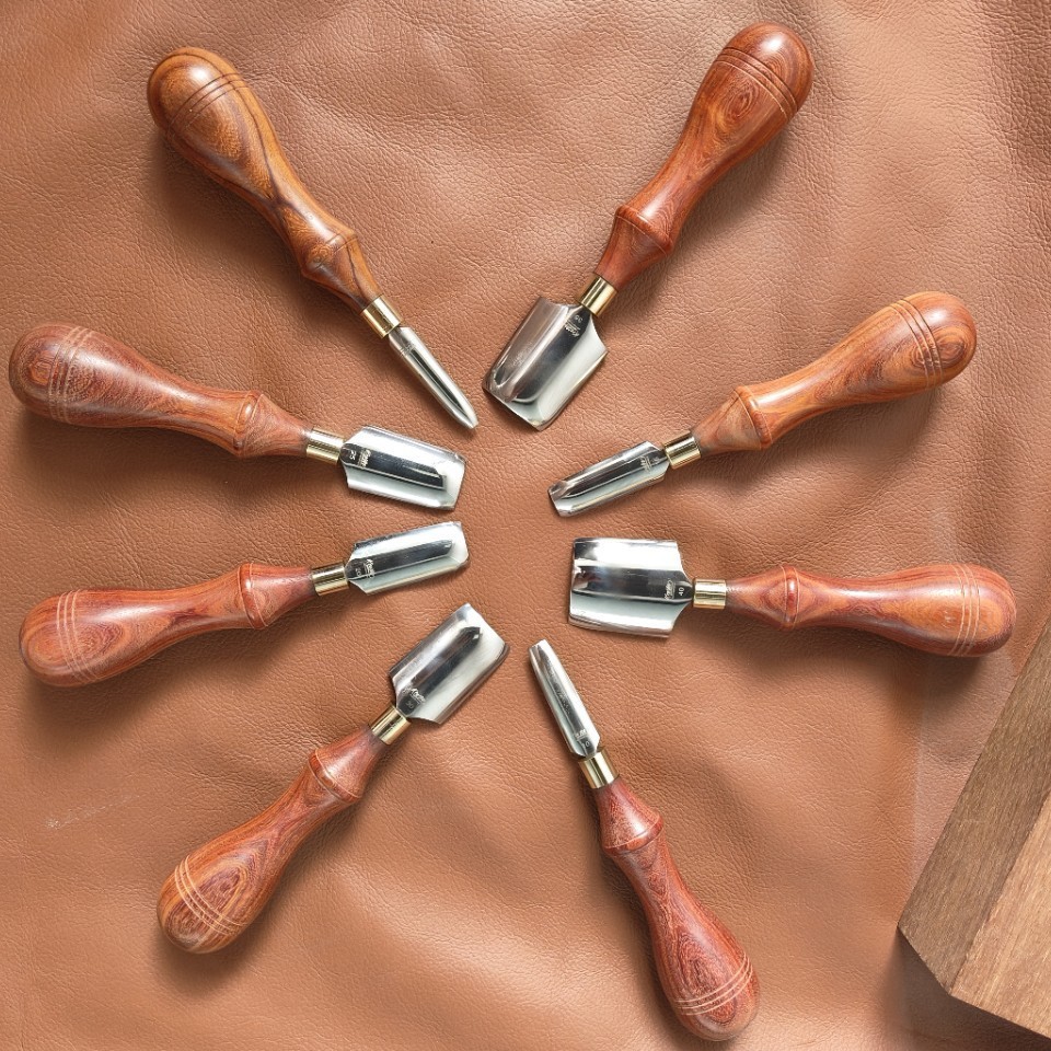 Leatherwork Hand Press - Handgemaakte lederbewerkingsgereedschappen, handgeperst rondmes, ondiepe ronde