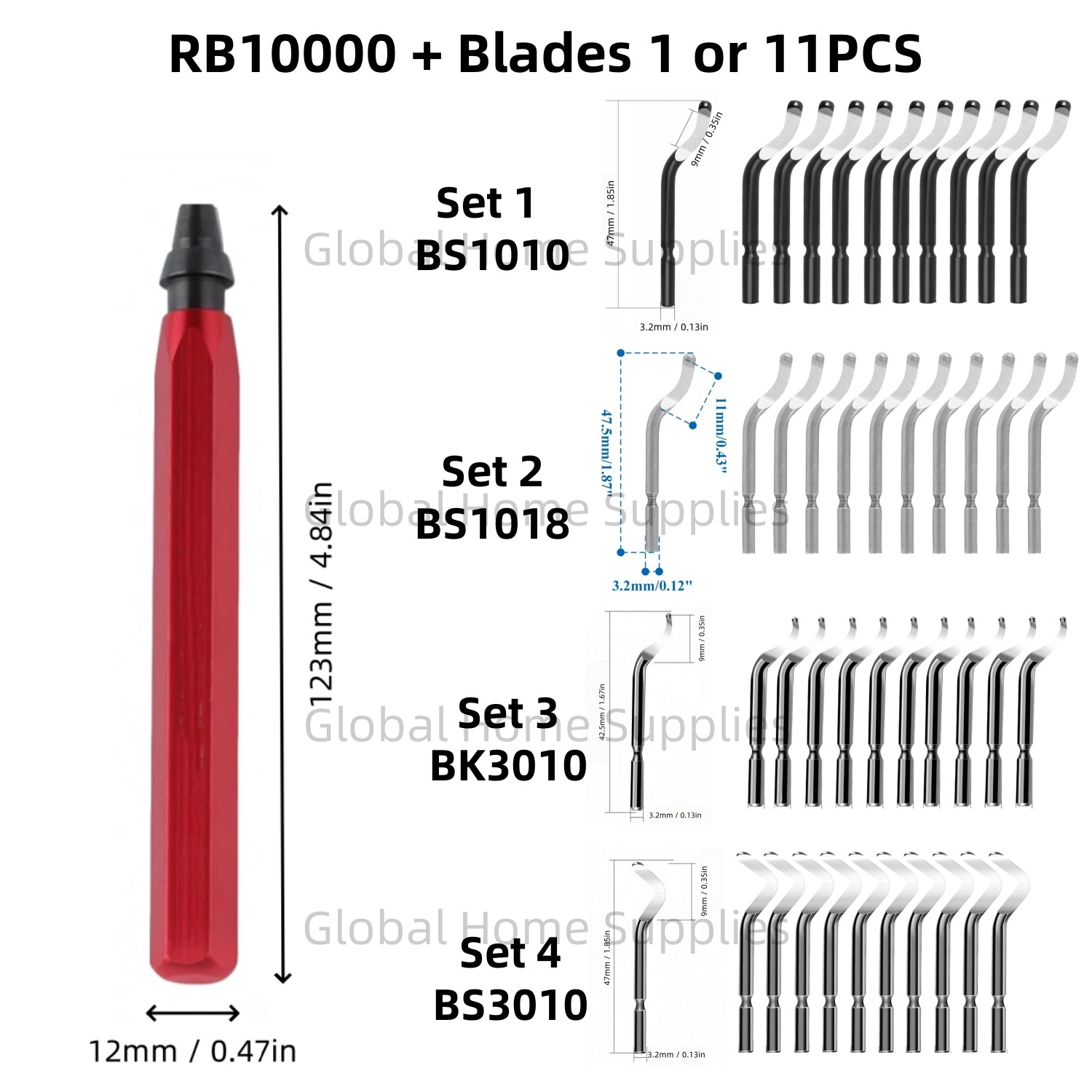 Swivel Knife Tool - Ontbraamgereedschapset RB1000 met draaibare messen 1