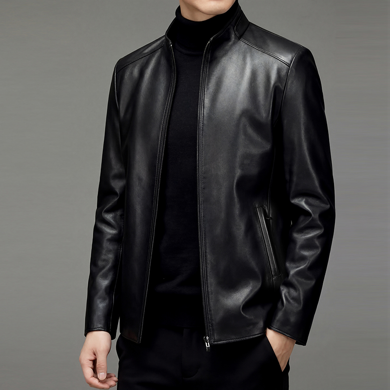 Leather Work Jacket - 100% schapenvacht echt leer stijlvolle en