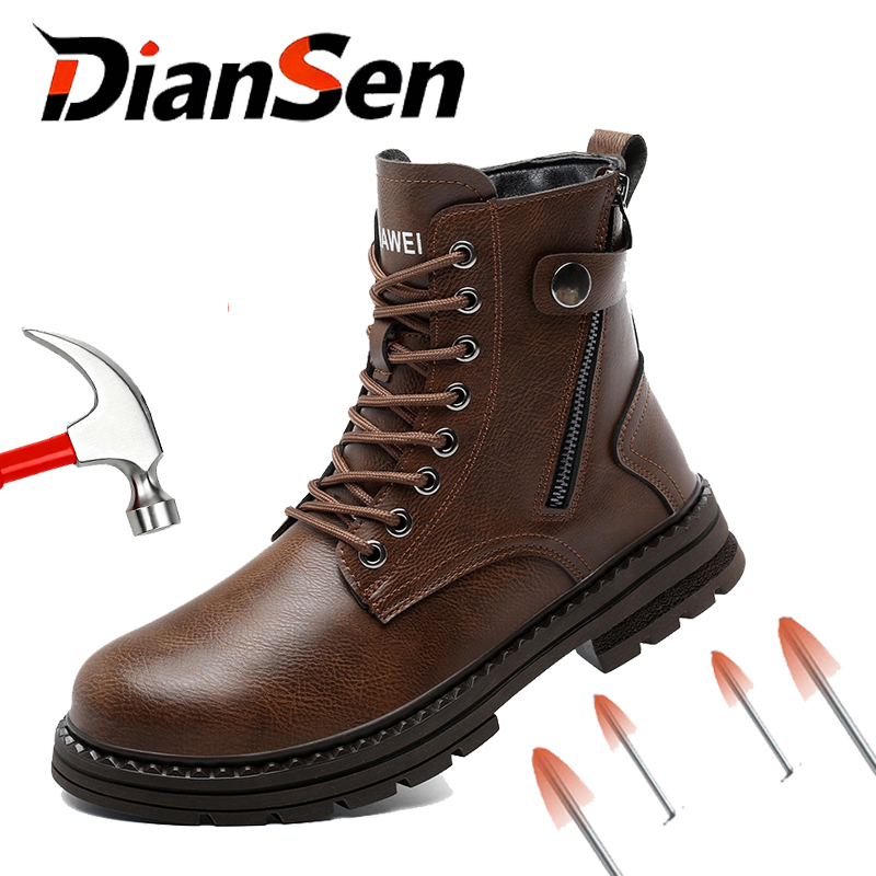 Leather Work Fabric - Veiligheidsschoenen met stalen neus voor mannen,