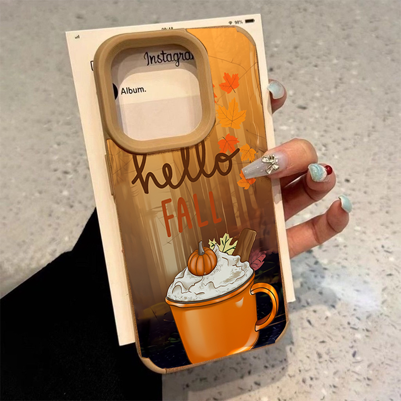 Leather X - Retro Esdoornblad Herfst Koffie Telefoonhoesje Voor