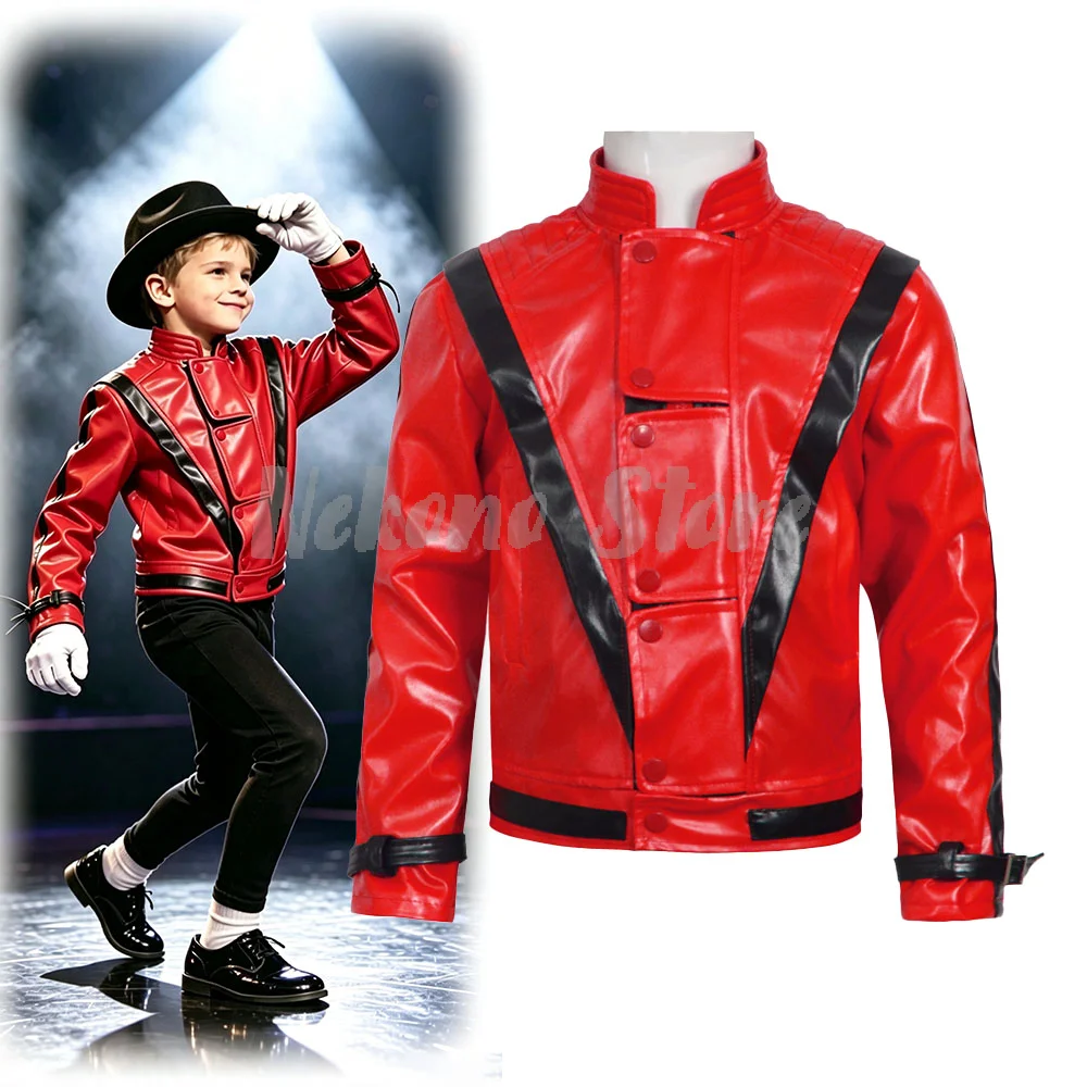Leather Work Jacket - Michael Jackson Thriller Scary Kostuum Rood