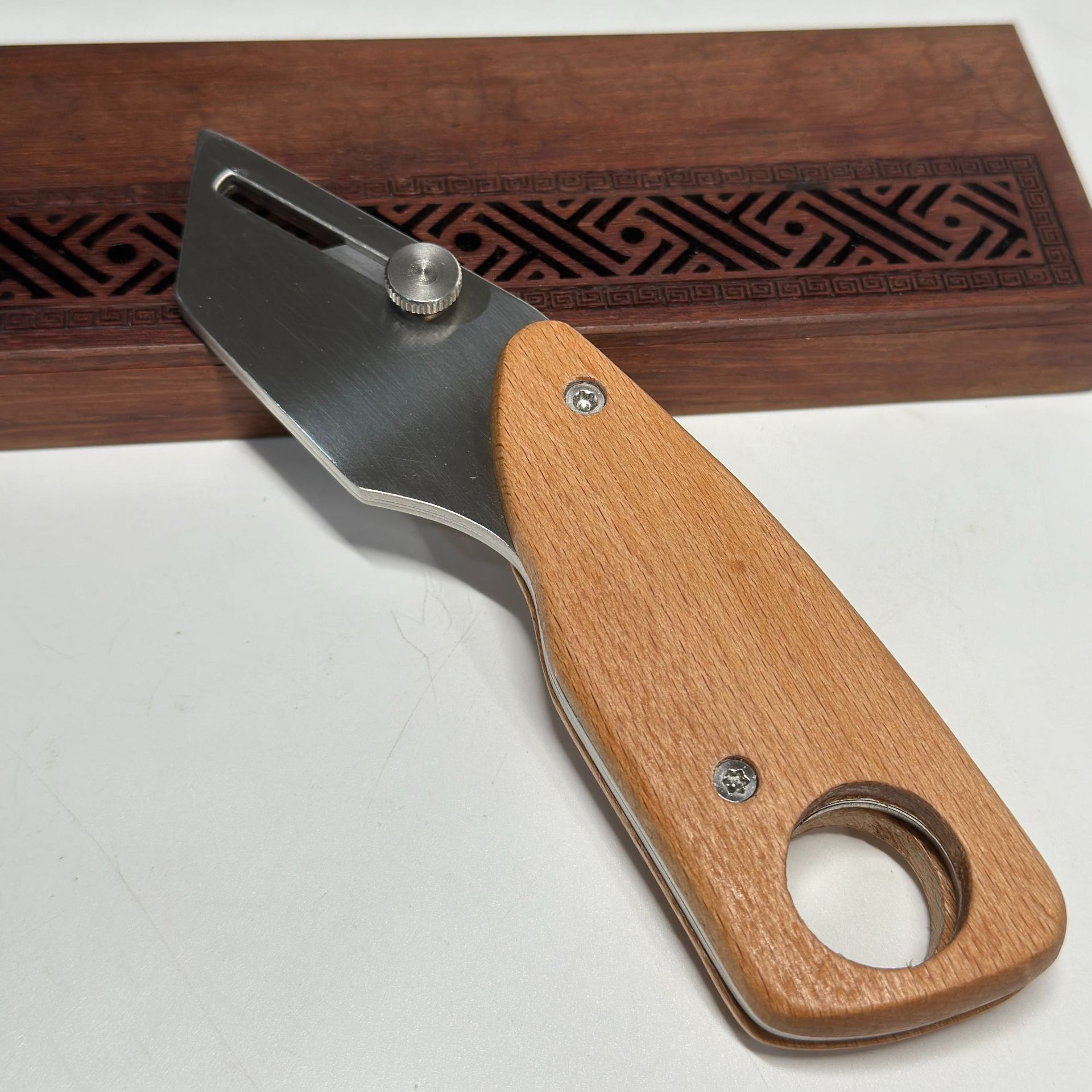 Leatherwork Knife - Professioneel lederen snijmes met trapeziumvormig lemmet