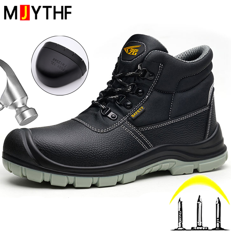 Leather Work Fabric - S3 Standaard werkveiligheidsschoenen Heren Antistatische waterdichte
