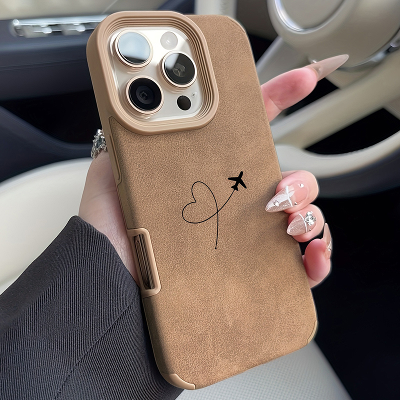 Leather X - Vliegtuigroute Liefdeshart Design Kunstleren Telefoonhoesje Voor