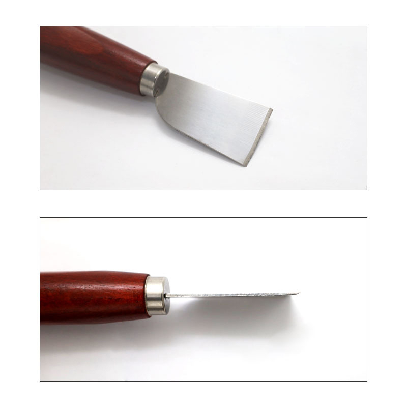 Leatherwork Knife - DIY Lederbewerking Gereedschap Houten Handvat Roestvrij
