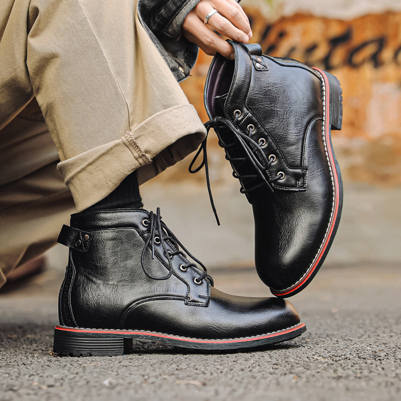 Luxe Retro Hoge Heren Leren Sc - Leather Work Fabric recensie en prijs