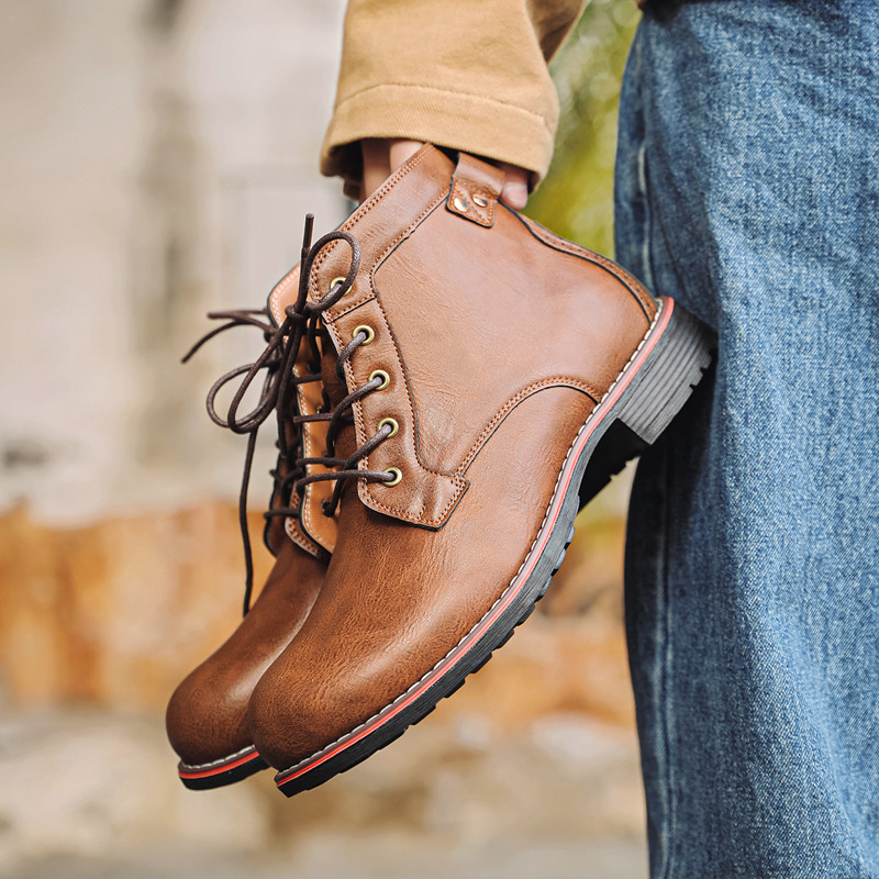 Luxe Retro Hoge Heren Leren Sc - Leather Work Fabric recensie en prijs