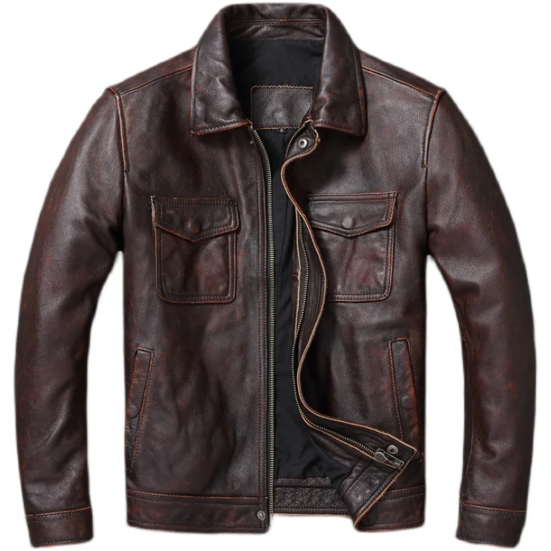 Vintage Bruin Rood Echt Leren  - Leather Work Jacket recensie en prijs
