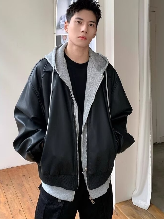 Heren PU-leren jas met capucho - Leather Work Jacket recensie en prijs
