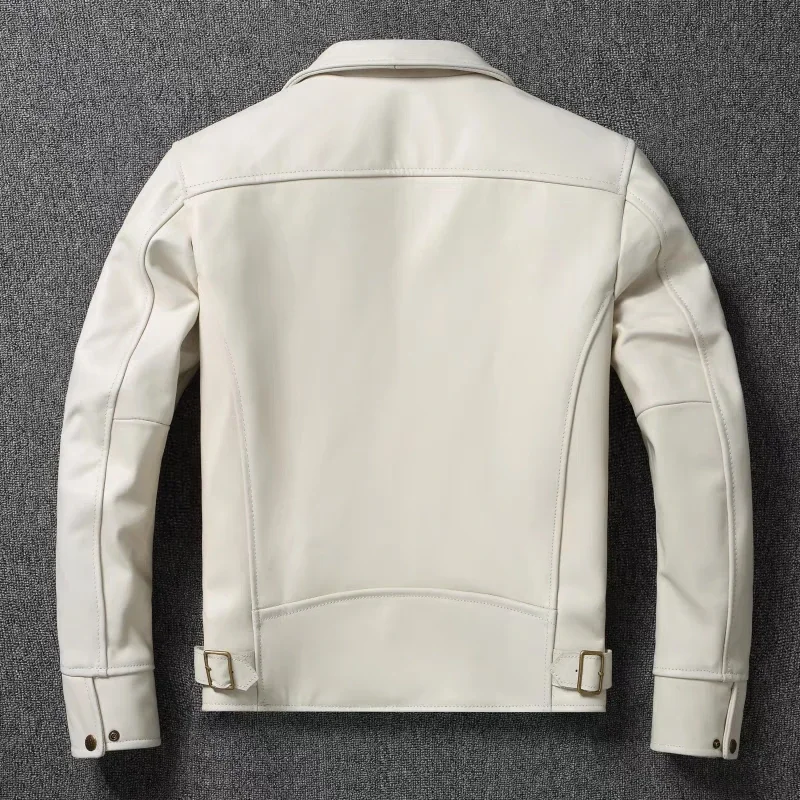 Heren Echt Leren Jas Wit Rever - Leather Work Jacket recensie en prijs