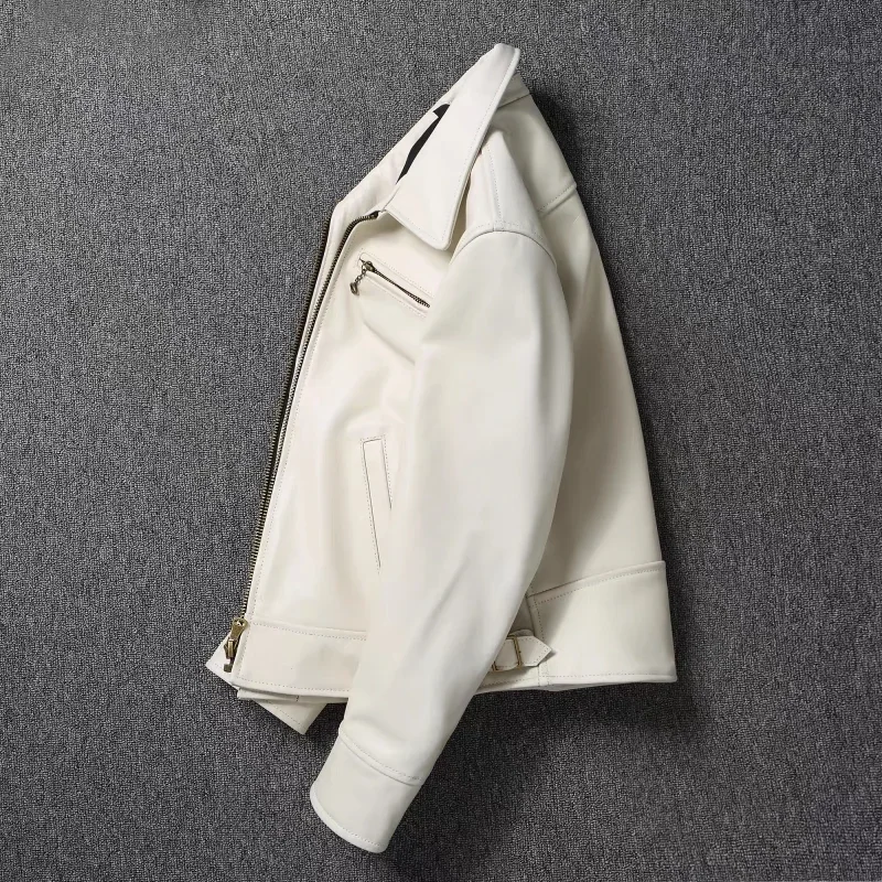 Heren Echt Leren Jas Wit Rever - Leather Work Jacket recensie en prijs