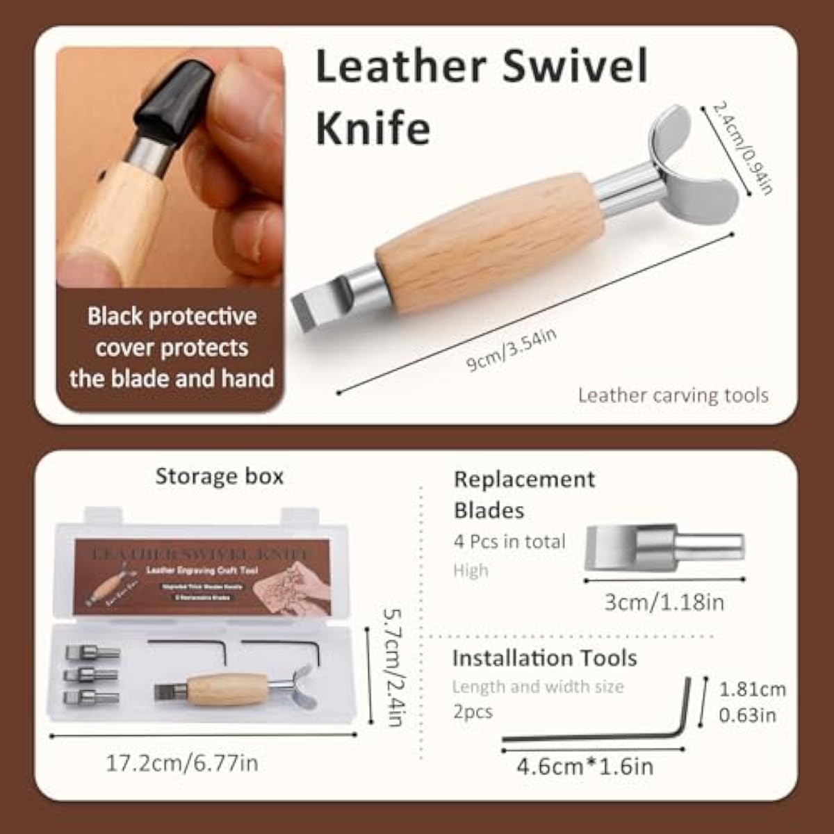 Leren draaimes, lederbewerking - Leatherwork Knife recensie en prijs
